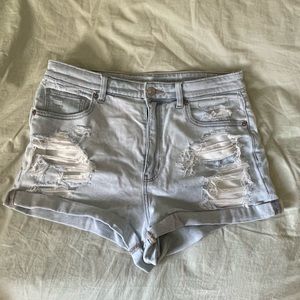 American eagle stretch light wash denim shorts